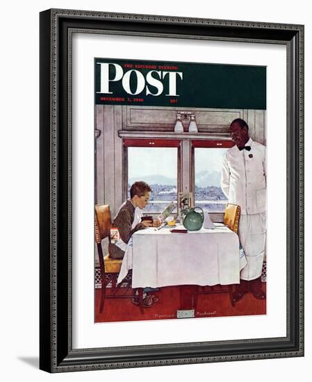 "New York Central Diner" Saturday Evening Post Cover, December 7,1946-Norman Rockwell-Framed Giclee Print