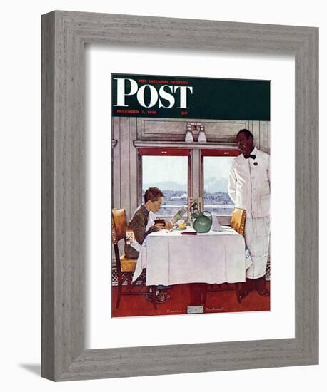 "New York Central Diner" Saturday Evening Post Cover, December 7,1946-Norman Rockwell-Framed Giclee Print