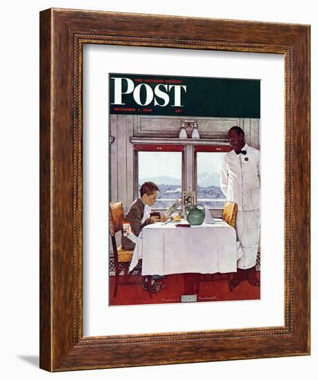 "New York Central Diner" Saturday Evening Post Cover, December 7,1946-Norman Rockwell-Framed Giclee Print