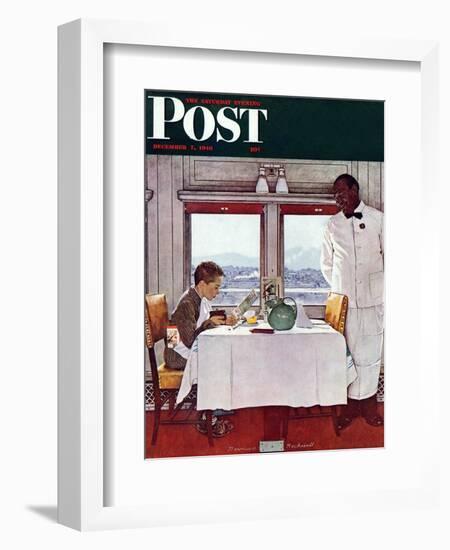 "New York Central Diner" Saturday Evening Post Cover, December 7,1946-Norman Rockwell-Framed Giclee Print