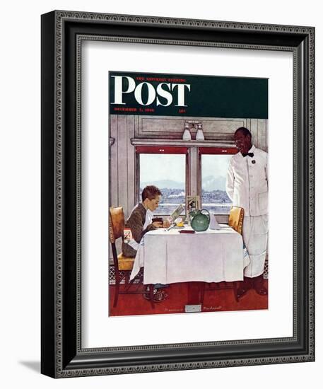 "New York Central Diner" Saturday Evening Post Cover, December 7,1946-Norman Rockwell-Framed Giclee Print