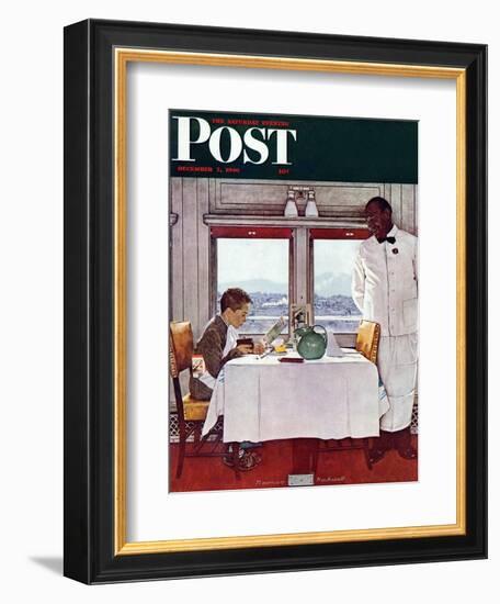 "New York Central Diner" Saturday Evening Post Cover, December 7,1946-Norman Rockwell-Framed Giclee Print