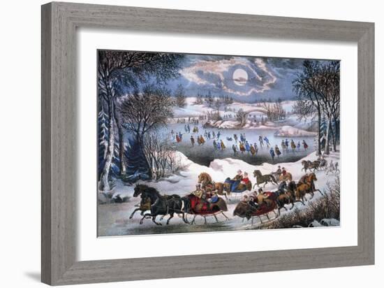 New York: Central Park-Currier & Ives-Framed Giclee Print