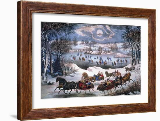 New York: Central Park-Currier & Ives-Framed Giclee Print