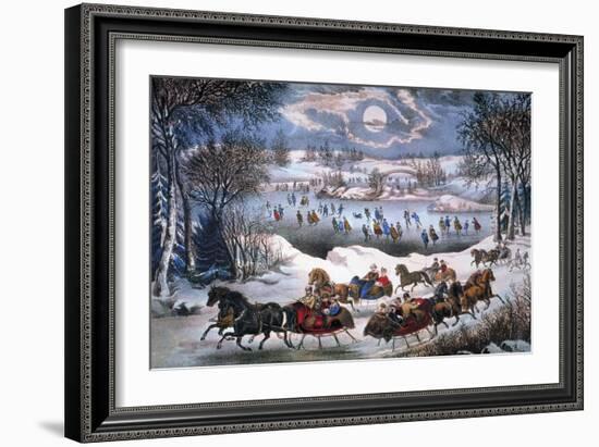 New York: Central Park-Currier & Ives-Framed Giclee Print