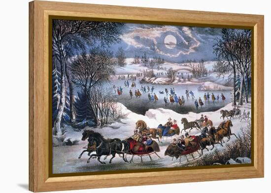 New York: Central Park-Currier & Ives-Framed Premier Image Canvas