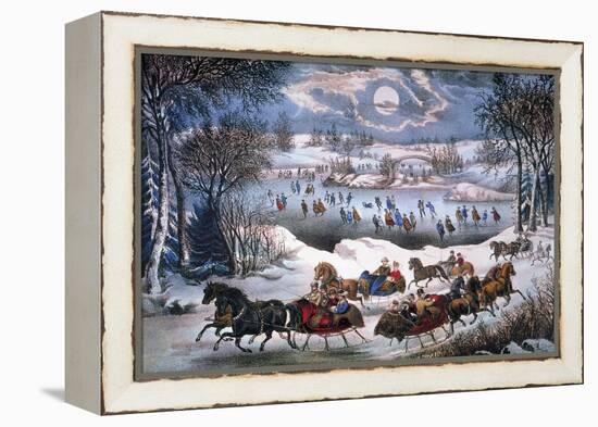 New York: Central Park-Currier & Ives-Framed Premier Image Canvas