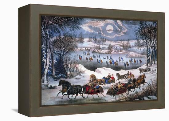 New York: Central Park-Currier & Ives-Framed Premier Image Canvas