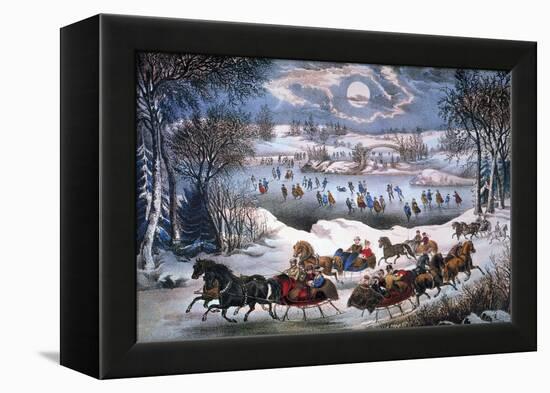 New York: Central Park-Currier & Ives-Framed Premier Image Canvas