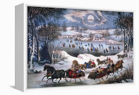 New York: Central Park-Currier & Ives-Framed Premier Image Canvas