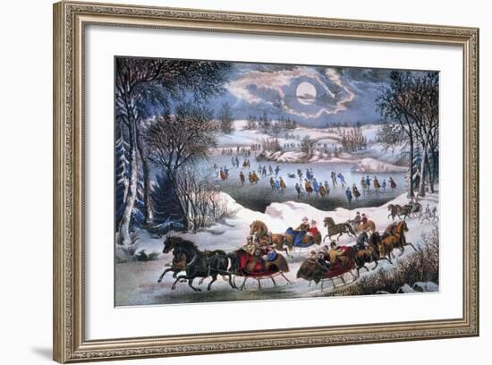 New York: Central Park-Currier & Ives-Framed Giclee Print