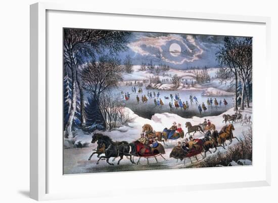 New York: Central Park-Currier & Ives-Framed Giclee Print