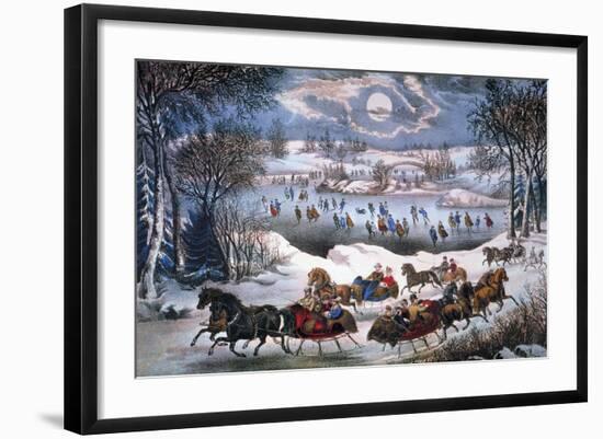 New York: Central Park-Currier & Ives-Framed Giclee Print