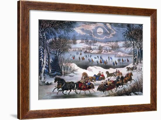 New York: Central Park-Currier & Ives-Framed Giclee Print