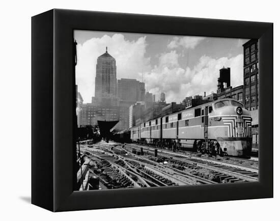 New York Central Passenger Train with a Streamlined Locomotive Leaving Chicago Station-Andreas Feininger-Framed Premier Image Canvas