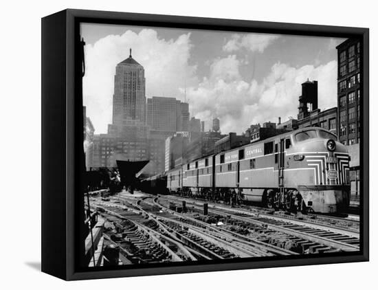New York Central Passenger Train with a Streamlined Locomotive Leaving Chicago Station-Andreas Feininger-Framed Premier Image Canvas