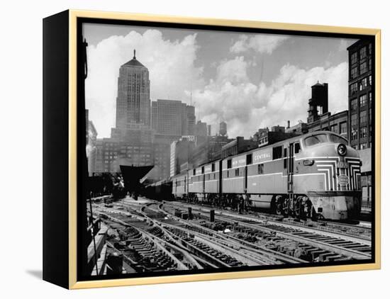 New York Central Passenger Train with a Streamlined Locomotive Leaving Chicago Station-Andreas Feininger-Framed Premier Image Canvas