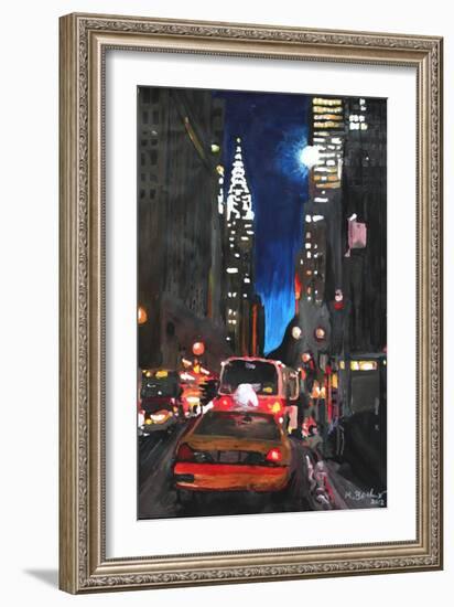 New York - Chrysler Building Street Scene-Martina Bleichner-Framed Art Print