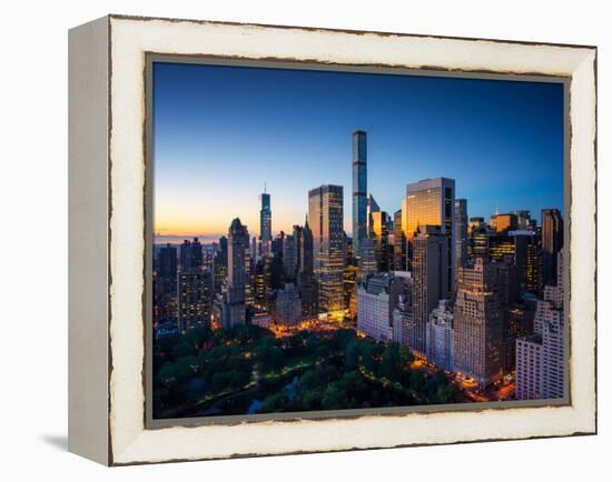 New York City - Amazing Sunrise over Central Park and Upper East Side Manhattan - Birds Eye / Aeria-dellm60-Framed Premier Image Canvas