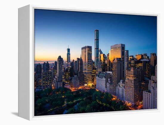 New York City - Amazing Sunrise over Central Park and Upper East Side Manhattan - Birds Eye / Aeria-dellm60-Framed Premier Image Canvas