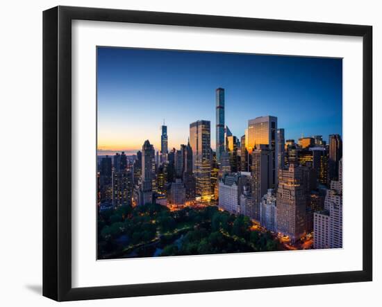 New York City - Amazing Sunrise over Central Park and Upper East Side Manhattan - Birds Eye / Aeria-dellm60-Framed Photographic Print