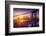 New York City - Beautiful Sunset over Manhattan with Manhattan and Brooklyn Bridge-dellm60-Framed Photographic Print