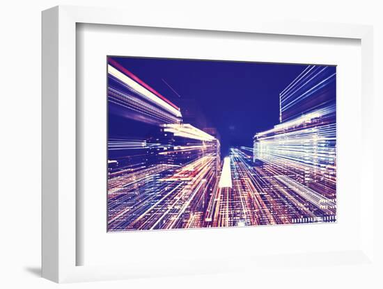 New York City Blurred Night Skyline-Maciej Bledowski-Framed Photographic Print