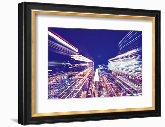 New York City Blurred Night Skyline-Maciej Bledowski-Framed Photographic Print