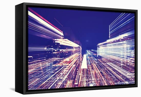 New York City Blurred Night Skyline-Maciej Bledowski-Framed Premier Image Canvas