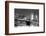 New York City Brooklyn Bridge Black and White with Downtown Skyline over East River.-Songquan Deng-Framed Photographic Print