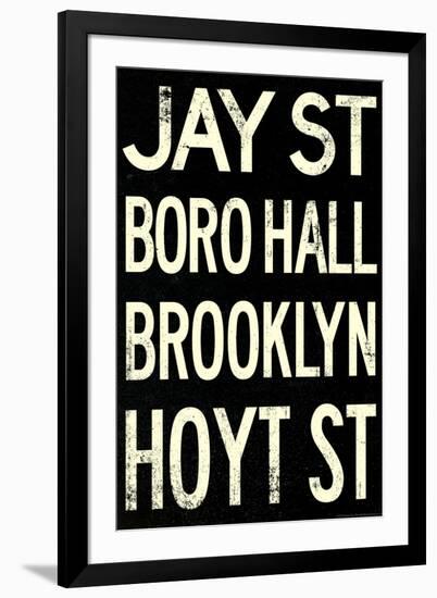 New York City Brooklyn Jay St Vintage RetroMetro Subway-null-Framed Art Print