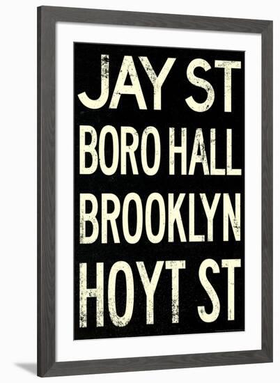 New York City Brooklyn Jay St Vintage RetroMetro Subway-null-Framed Art Print