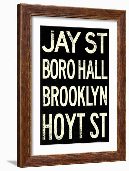 New York City Brooklyn Jay St Vintage Subway RetroMetro-null-Framed Art Print