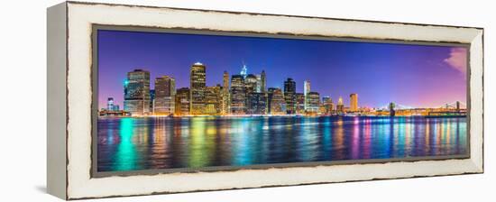 New York City Financial District Skyline across the East River-Sean Pavone-Framed Premier Image Canvas