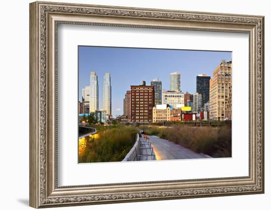 New York City High Line at Night in New York City.-SeanPavonePhoto-Framed Photographic Print