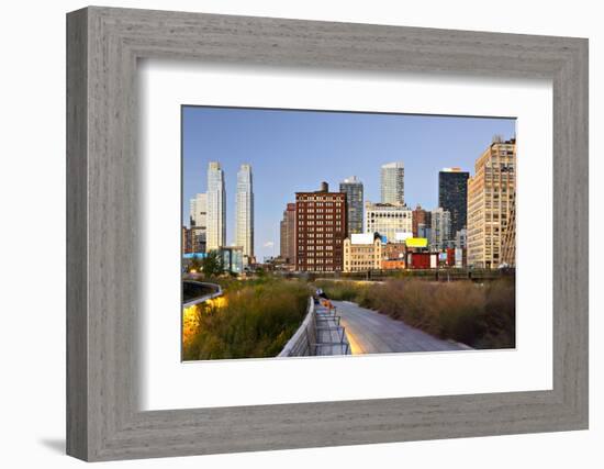 New York City High Line at Night in New York City.-SeanPavonePhoto-Framed Photographic Print