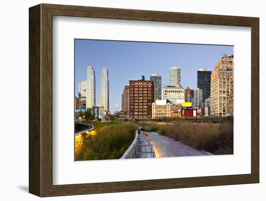 New York City High Line at Night in New York City.-SeanPavonePhoto-Framed Photographic Print