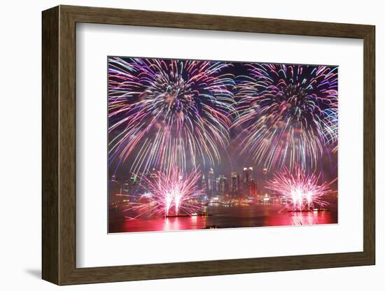 NEW YORK CITY - JUL 4: New York City Manhattan Independence Day Firework Show in Hudson River as An-Songquan Deng-Framed Photographic Print