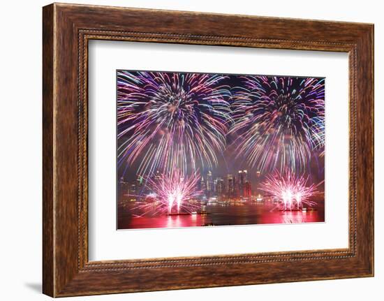 NEW YORK CITY - JUL 4: New York City Manhattan Independence Day Firework Show in Hudson River as An-Songquan Deng-Framed Photographic Print