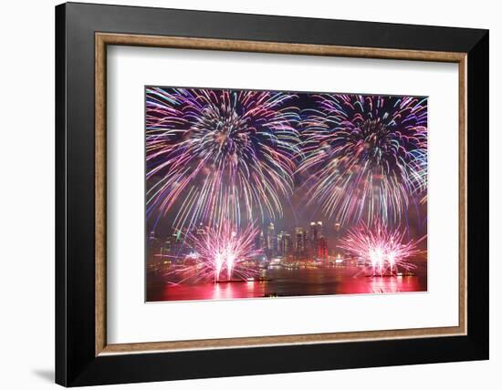 NEW YORK CITY - JUL 4: New York City Manhattan Independence Day Firework Show in Hudson River as An-Songquan Deng-Framed Photographic Print