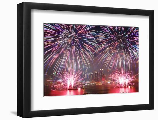 NEW YORK CITY - JUL 4: New York City Manhattan Independence Day Firework Show in Hudson River as An-Songquan Deng-Framed Photographic Print