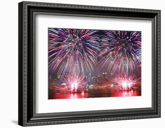 NEW YORK CITY - JUL 4: New York City Manhattan Independence Day Firework Show in Hudson River as An-Songquan Deng-Framed Photographic Print