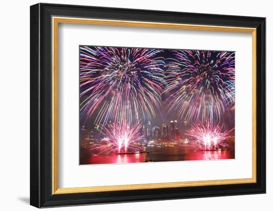 NEW YORK CITY - JUL 4: New York City Manhattan Independence Day Firework Show in Hudson River as An-Songquan Deng-Framed Photographic Print