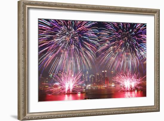 NEW YORK CITY - JUL 4: New York City Manhattan Independence Day Firework Show in Hudson River as An-Songquan Deng-Framed Photographic Print