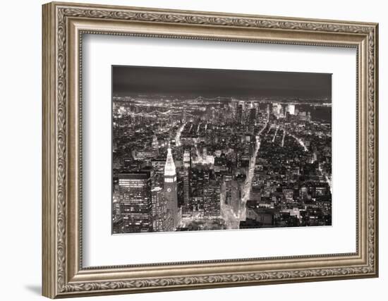 New York City Manhattan Aerial View At Dusk With Urban City Skyline And Skyscrapers Buildings-Songquan Deng-Framed Photographic Print