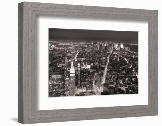 New York City Manhattan Aerial View At Dusk With Urban City Skyline And Skyscrapers Buildings-Songquan Deng-Framed Photographic Print