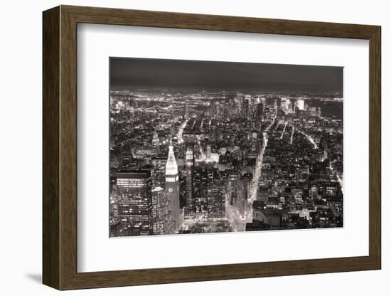 New York City Manhattan Aerial View At Dusk With Urban City Skyline And Skyscrapers Buildings-Songquan Deng-Framed Photographic Print