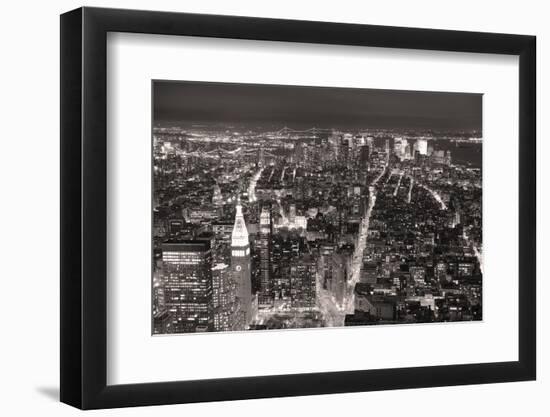 New York City Manhattan Aerial View At Dusk With Urban City Skyline And Skyscrapers Buildings-Songquan Deng-Framed Photographic Print