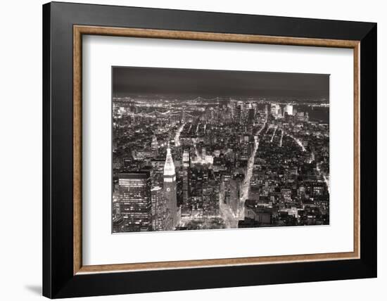 New York City Manhattan Aerial View At Dusk With Urban City Skyline And Skyscrapers Buildings-Songquan Deng-Framed Photographic Print