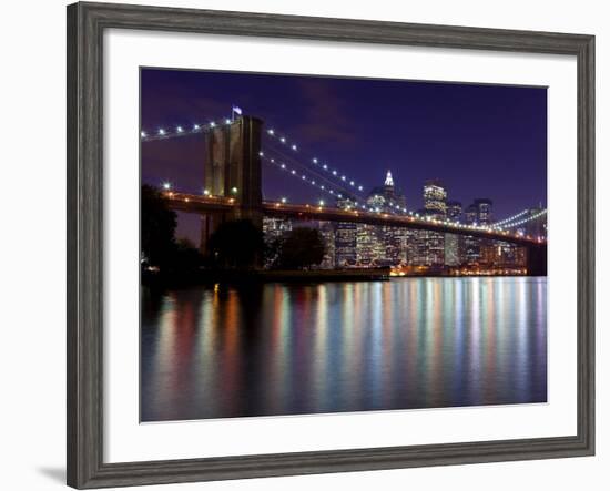 New York City, Manhattan, Brooklyn Bridge and Downtown Manhattan, USA-Gavin Hellier-Framed Photographic Print